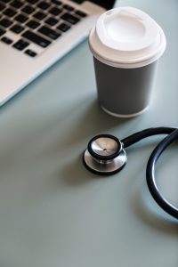 Stethoscope, coffee cup, Kim Handysides Voiceover